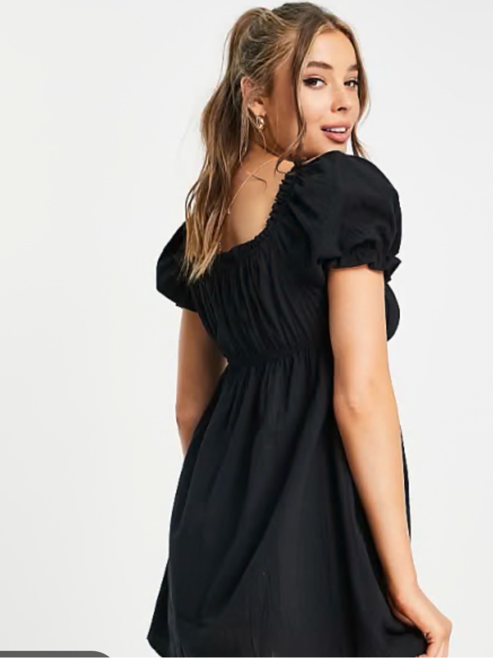 Cotton On Black Puff-Sleeve Mini Dress